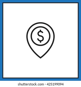 Map pointer with dollar sign icon