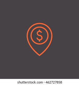 Map pointer with dollar sign icon