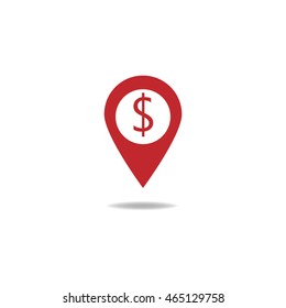 Map pointer with dollar sign icon
