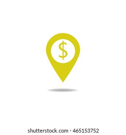 Map pointer with dollar sign icon