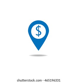 Map pointer with dollar sign icon