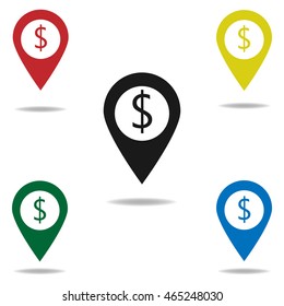 Map pointer with dollar sign icon