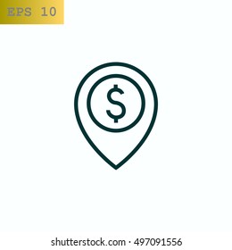Map pointer with dollar sign icon