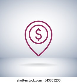 Map pointer with dollar sign icon