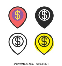 Map pointer with dollar sign icon