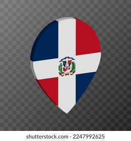 Map pointer with Dominican Republic flag. Vector illustration.