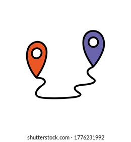 map pointer doodle icon, vector illustration
