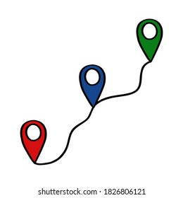 Map pointer doodle road logo icon Mark arrow sign orienteering quest symbol Hand drawn Modern doodle cartoon design style Fashion print clothes apparel greeting invitation card banner badge poster fly