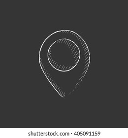 Map pointer. Drawn in chalk icon.
