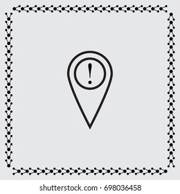 Map pointer with exclamation sign vector icon