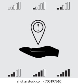 Map pointer with exclamation sign vector icon