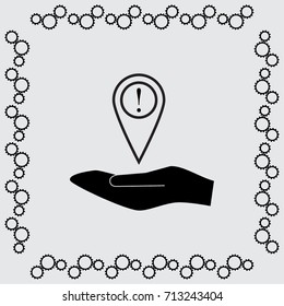 Map pointer with exclamation sign vector icon