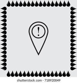 Map pointer with exclamation sign vector icon