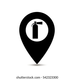 Map pointer with extinguisher icon