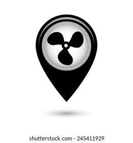 Map pointer with Fans icon