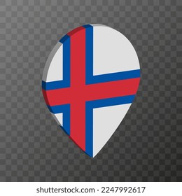 Map pointer with Faroe Islands flag. Vector illustration.