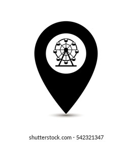 map pointer with ferris wheel icon