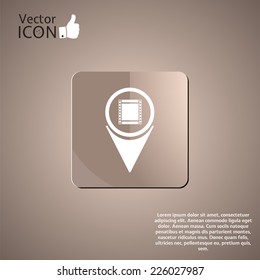 Map pointer with film strip. Made in vector
