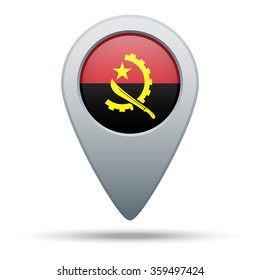 Map pointer with flag of Angola. Vector illustration.