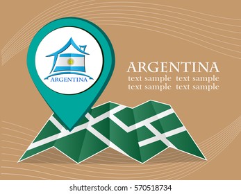 map with pointer flag argentina vector illustration eps 10