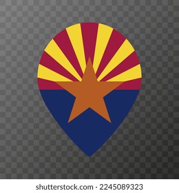 Map pointer with flag Arizona state. Alabama flag. Vector illustration.