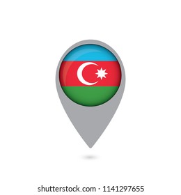 Map pointer with flag of Azerbaijan. Gray abstract map icon. Vector Illustration.