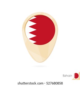Map pointer with flag of Bahrain. Orange abstract map icon. Vector Illustration.