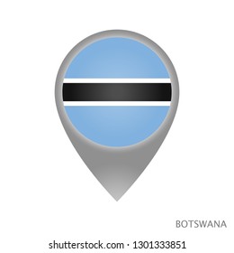 Map pointer with flag of Botswana. Colorful pointer icon for map. Vector Illustration.