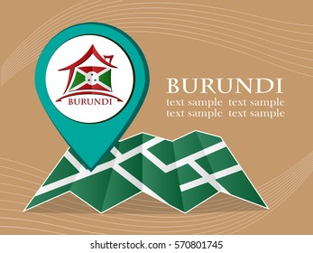 map with pointer flag burundi vector illustration eps 10.