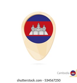 Map pointer with flag of Cambodia. abstract map icon. Vector Illustration.