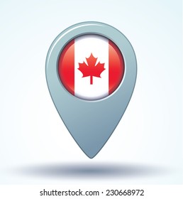Map pointer Flag of Canada, vector illustration.