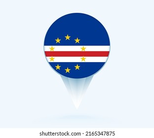 Map pointer with flag of Cape Verde. Vector flag sign on blue background.