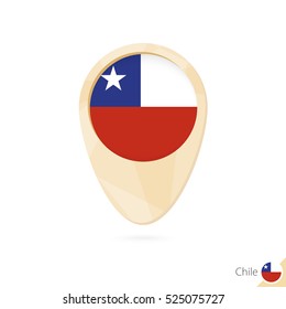 Map pointer with flag of Chile. Orange abstract map icon. Vector Illustration.