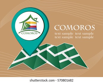 map with pointer flag Comoros vector illustration eps 10.