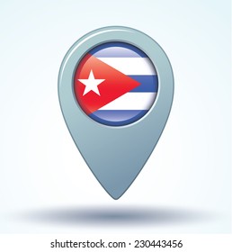 map pointer flag of Cuba, vector illustration
