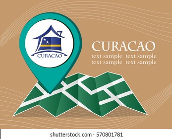 map with pointer flag Curacao vector illustration eps 10.