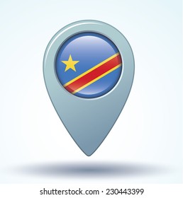 map pointer flag of Democratic Republic of the Congo, vector illustration