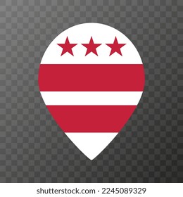 Map pointer with flag District of Columbia state. Alabama flag. Vector illustration.