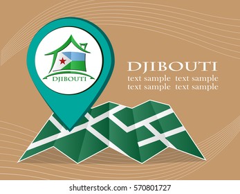 map with pointer flag Djibouti vector illustration eps 10.