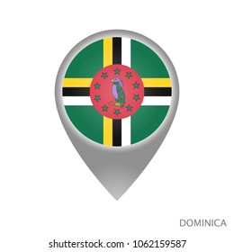 Map pointer with flag of Dominica. Gray abstract map icon. Vector Illustration.