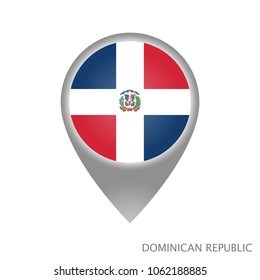Map pointer with flag of Dominican Republic. Gray abstract map icon. Vector Illustration.