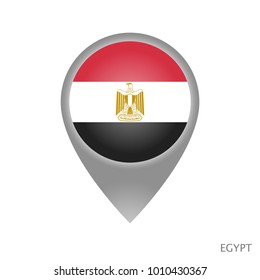 Map pointer with flag of Egypt. Gray abstract map icon. Vector Illustration.