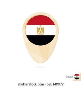 Map pointer with flag of Egypt. Orange abstract map icon. Vector Illustration.