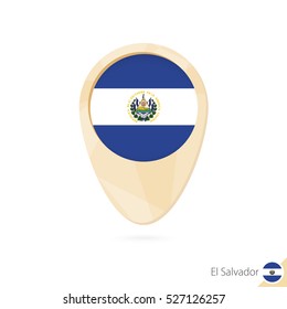 Map pointer with flag of El Salvador. Orange abstract map icon. Vector Illustration.