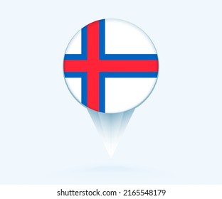 Map pointer with flag of Faroe Islands. Vector flag sign on blue background.