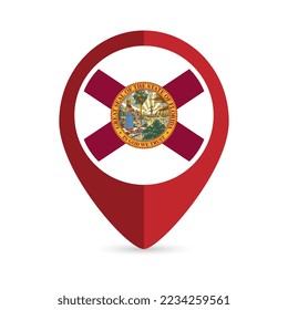 Map pointer with flag Florida state. Alabama flag. Vector illustration.