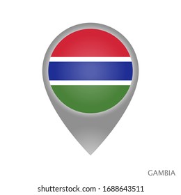 Map pointer with flag of Gambia. Colorful pointer icon for map. Vector Illustration.