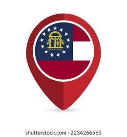 Map pointer with flag Georgia state. Vector illustration.