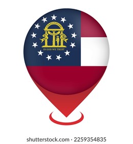 Map pointer with flag Georgia state. Vector illustration.