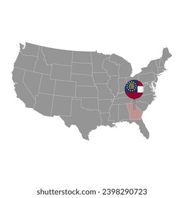 Map pointer with flag of Georgia. Vector illustration.